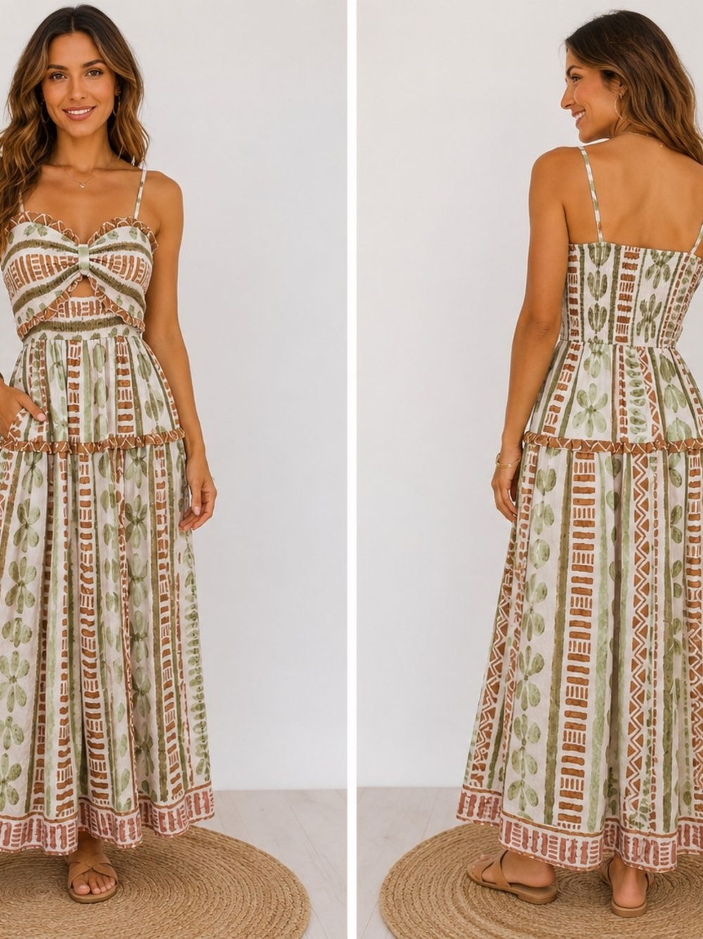 Dress Forum Los Angeles Smocked Midi Dress | Size Medium | Boho Cottagecore